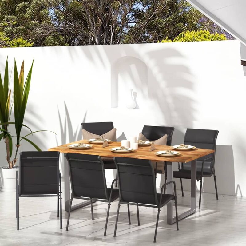 Design In - Lot de 6 Chaises de jardin - Chaises d'extérieur pour terrasse/jardin Acier et textilène Noir BV936422