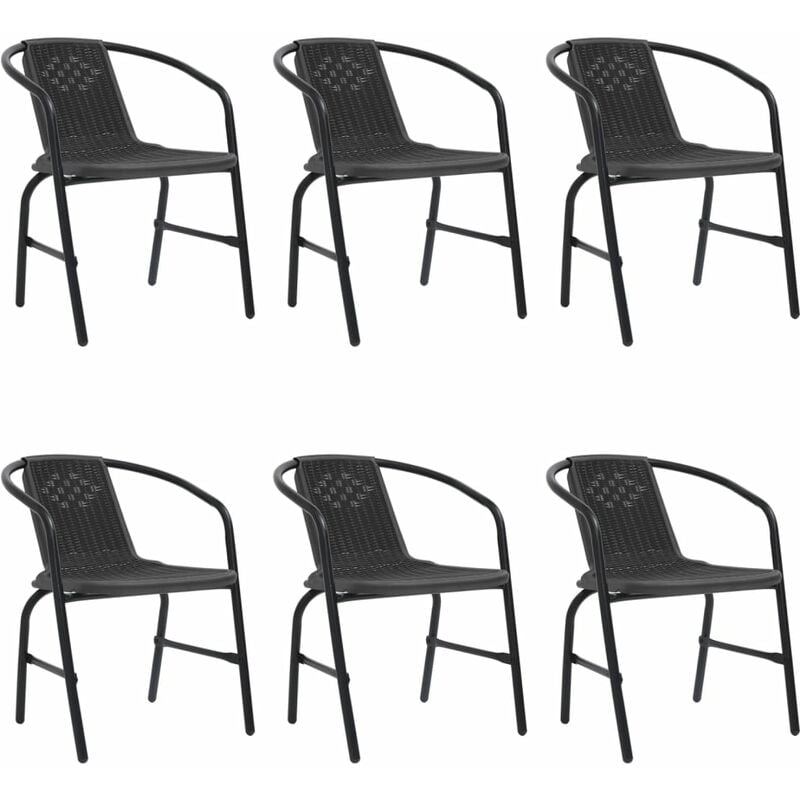 Lot de 6 Chaises de jardin - Chaises d'extérieur pour terrasse/jardin Rotin plastique et acier 110 kg BV295902
