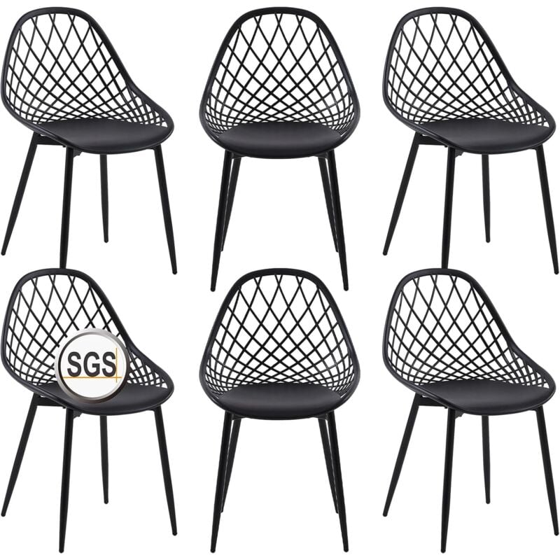 Eggree - Lot de 6 chaises de Jardin, de terrasse, avec Pieds en métal, Repose-Pieds réglable, pour l'extérieur, la Plage, Le Balcon, la Salle à
