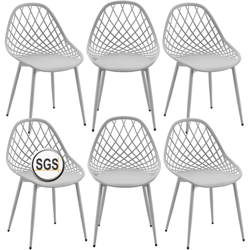 Lot de 6 chaises de Jardin, de terrasse, avec Pieds en métal, Repose-Pieds réglables, pour l'extérieur, la Plage, Le Balcon, la Salle à Manger, Le