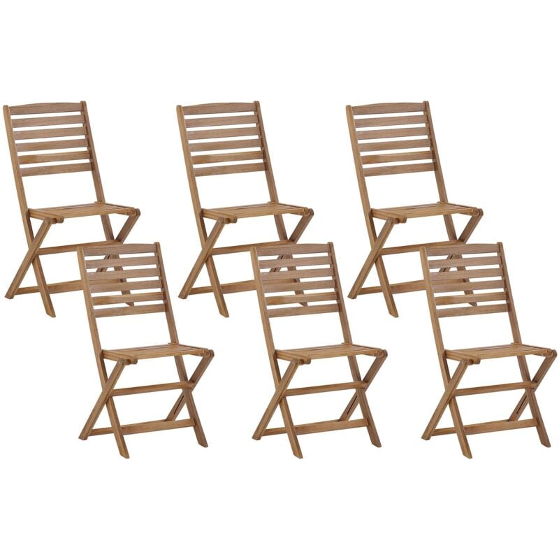 Lot de 6 Chaises de Jardin en Bois d'Acacia Pliantes et Faclies à Rager pour Extérieur au Style Rustique et MéditérranéenBelian
