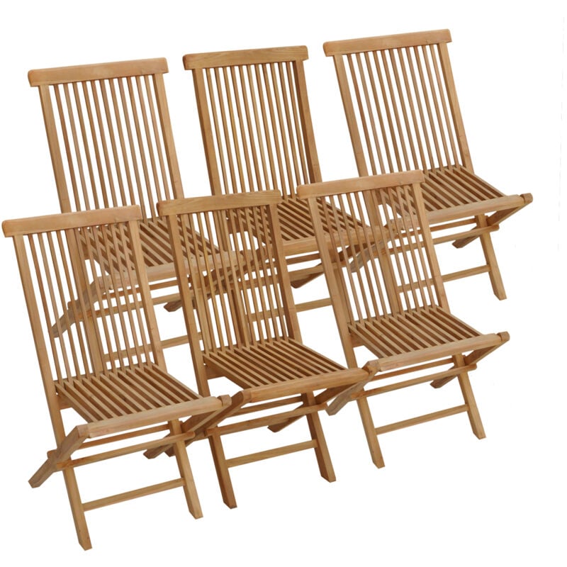 Happy Garden - Lot de 6 chaises de jardin en teck lombok
