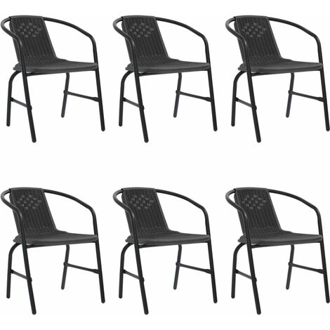 Lot de 6 Chaises de jardin  Fauteuils de Jardin Rotin plastique et acier 110 kg 91562