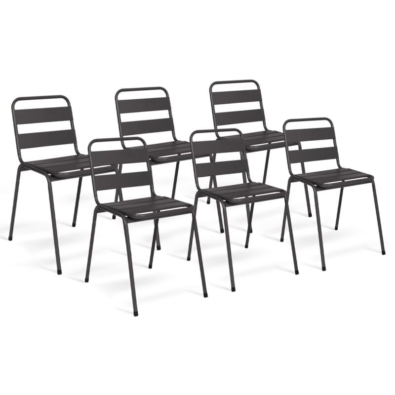Idmarket - Lot de 6 chaises de jardin valencia en acier gris anthracite