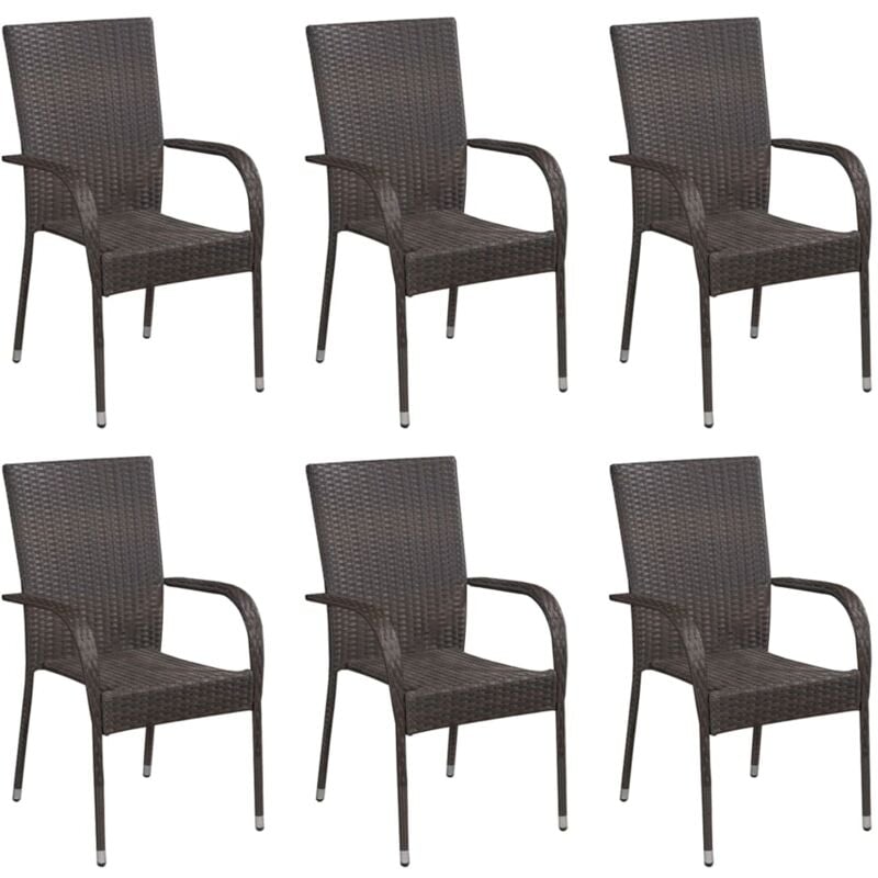 Design In - Lot de 6 Chaises de jardin,Chaises empilables d'extérieur Résine tressée Marron CFW38435