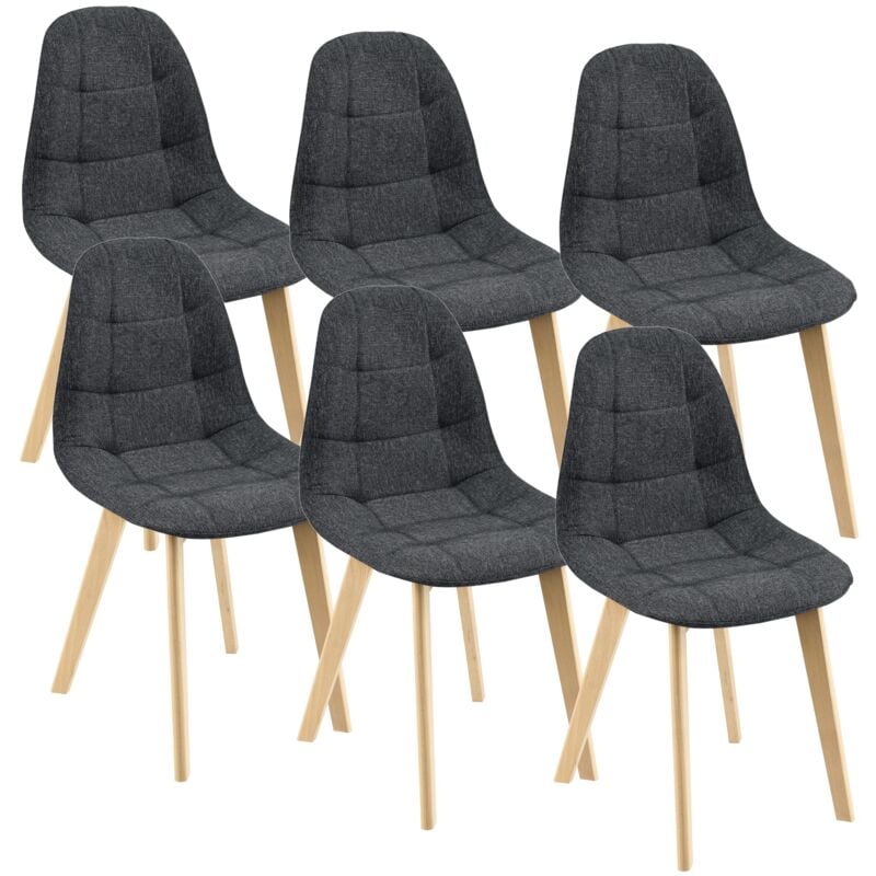 Lot de 6 chaises de salle à manger 86 x 53 x 47 cm noir