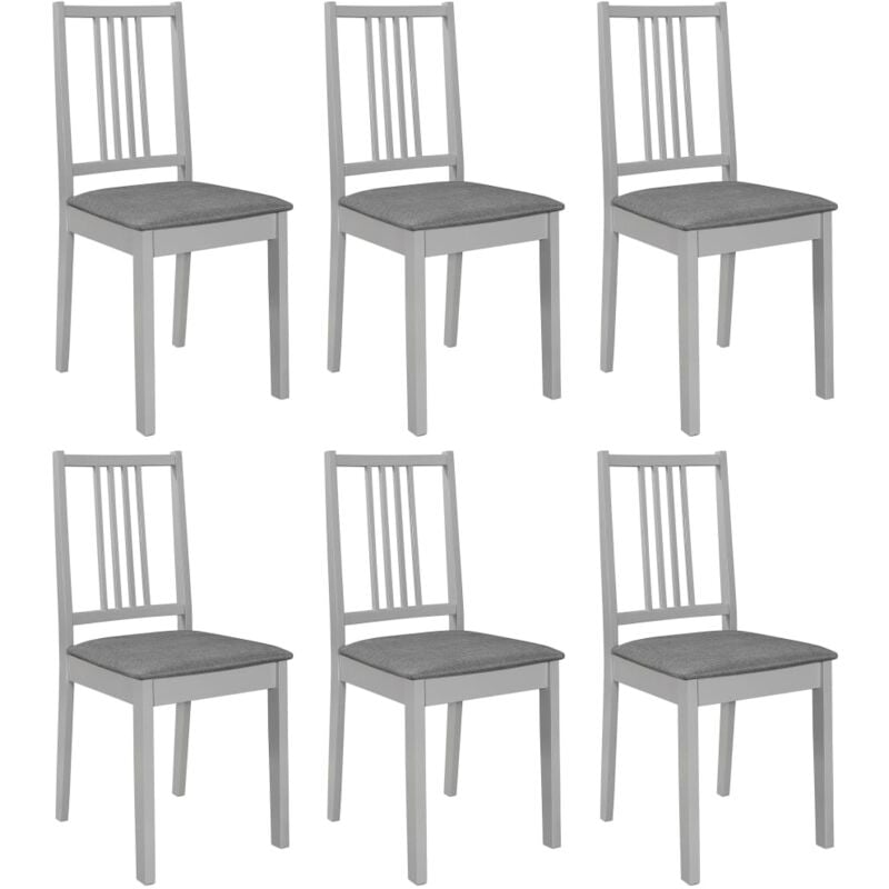 Décoshop26 - Lot de 6 chaises de salle à manger avec coussins d'assise design classique cadre en bois gris DEC025469