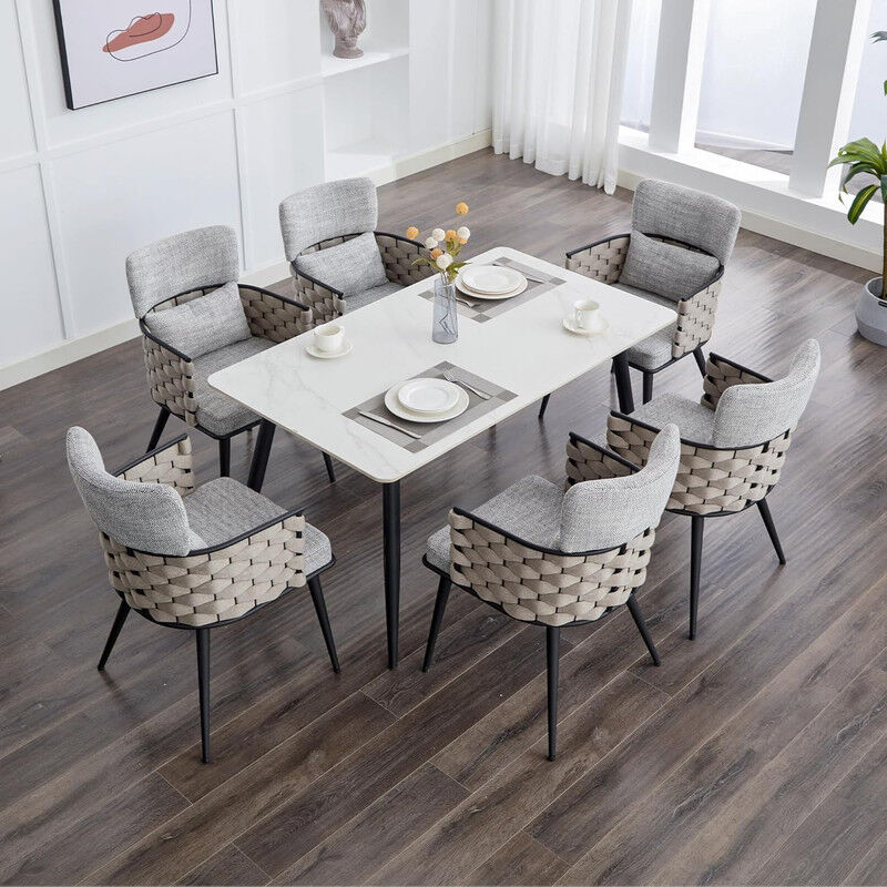 Dyhome - Lot de 6 chaises de salle à manger avec dossier Chaises de cuisine modernes Fauteuil rembourré avec pieds en métal pour la cuisine, le