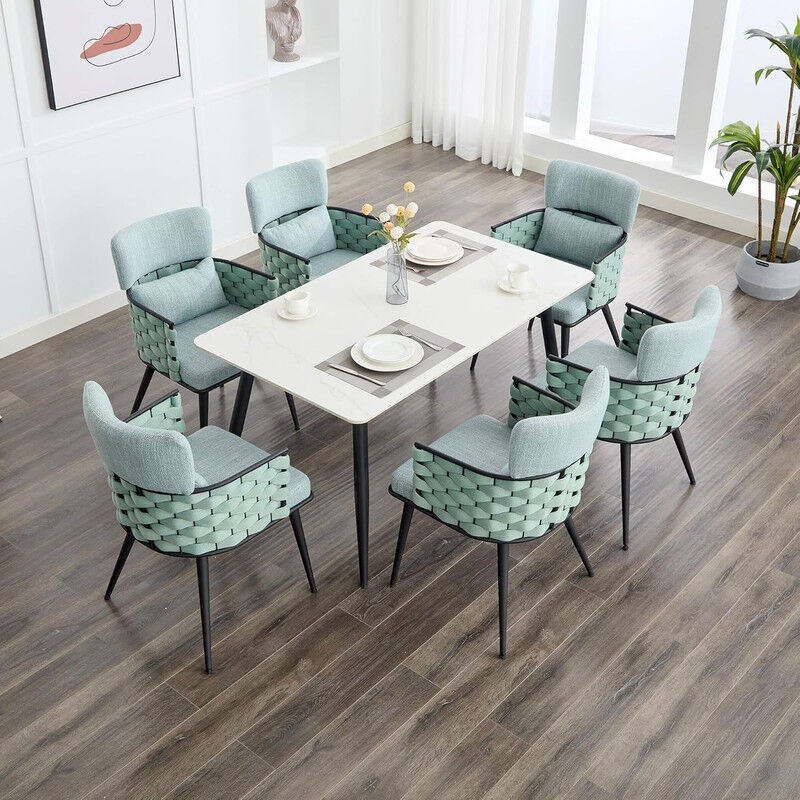 Dyhome - Lot de 6 chaises de salle à manger avec dossier Chaises de cuisine modernes Fauteuil rembourré avec pieds en métal pour la cuisine, le