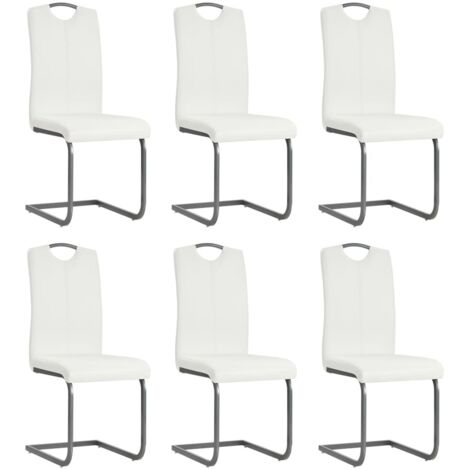 Lot de 6 Chaises de salle à manger cantilever - Chaises à dîner Blanc Similicuir BV968987 - BonneVie