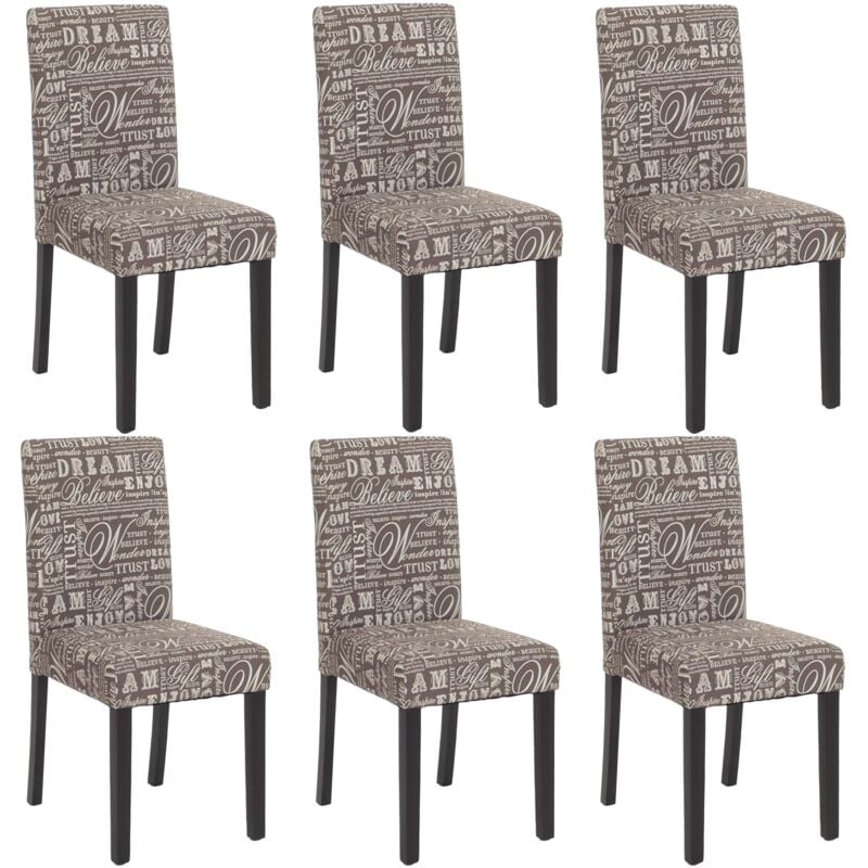 HHG - jamais utilisé] Lot de 6 chaises de séjour Littau, tissu – écriture, gris, pieds foncés