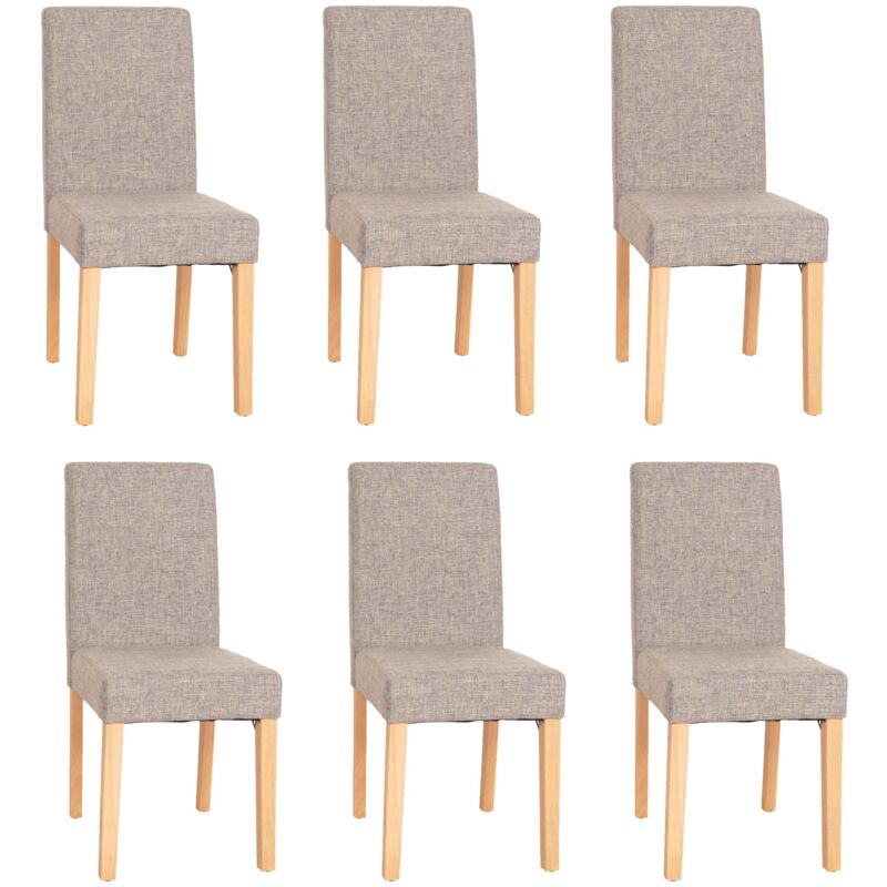 HHG - jamais utilisé] Lot de 6 chaises de séjour Littau, tissu gris, pieds clairs
