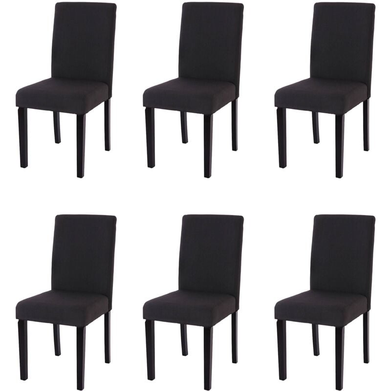 HHG - jamais utilisé] Lot de 6 chaises de séjour Littau, tissu noir, pieds foncés