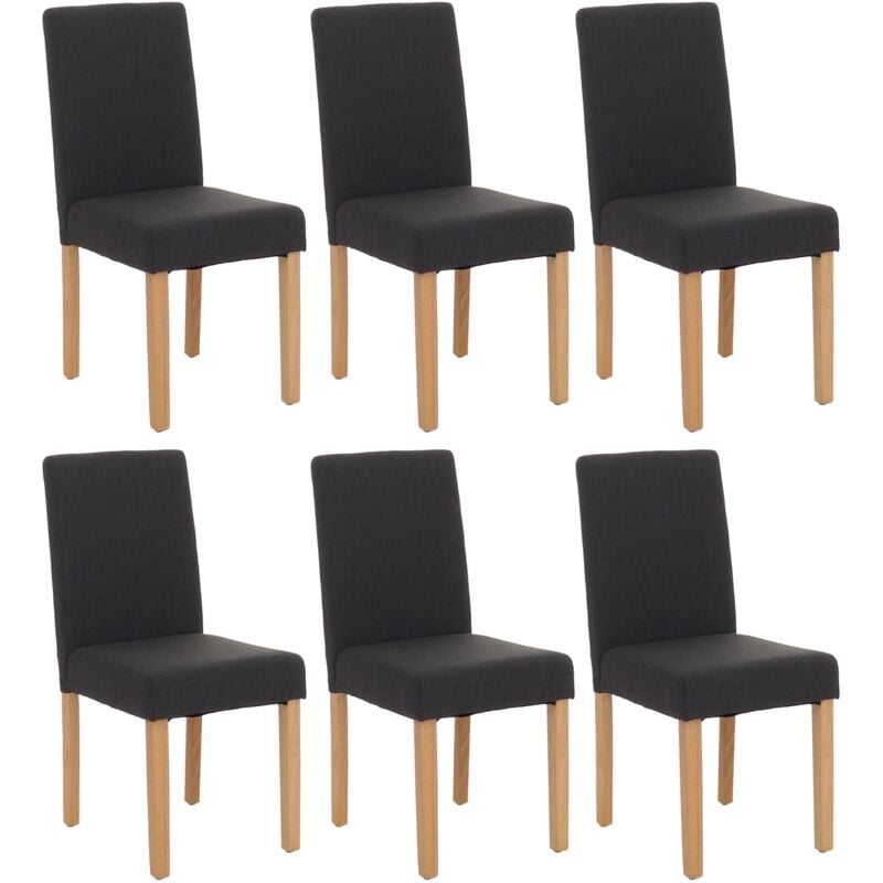 HHG - jamais utilisé] Lot de 6 chaises de séjour Littau, tissu noir, pieds clairs