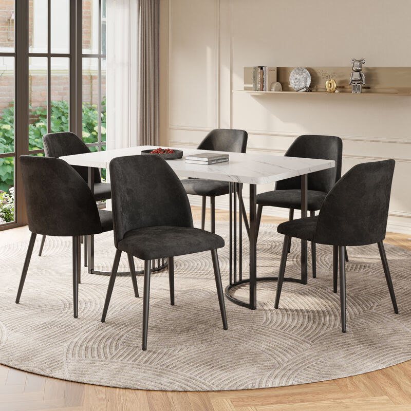 Wishdor - Lot de 6 chaises de salle à manger, pieds de chaise en métal, gris foncé