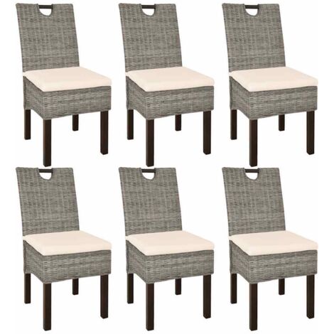 Lot de 6 Chaises de salle à manger - Chaises à dîner Rotin Kubu Bois de manguier BV776497 - BonneVie