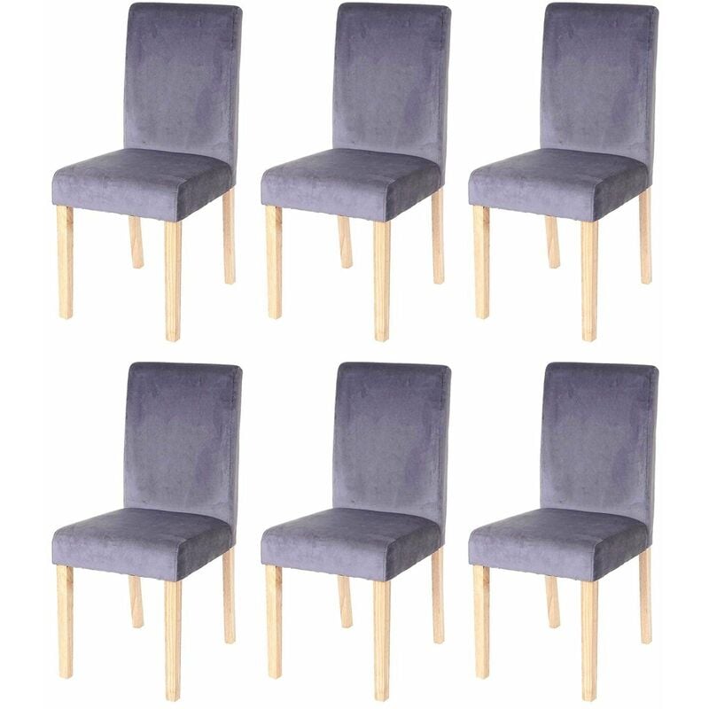 Décoshop26 - Lot de 6 chaises de salle à manger / cuisine en tissu velours gris CDS04610