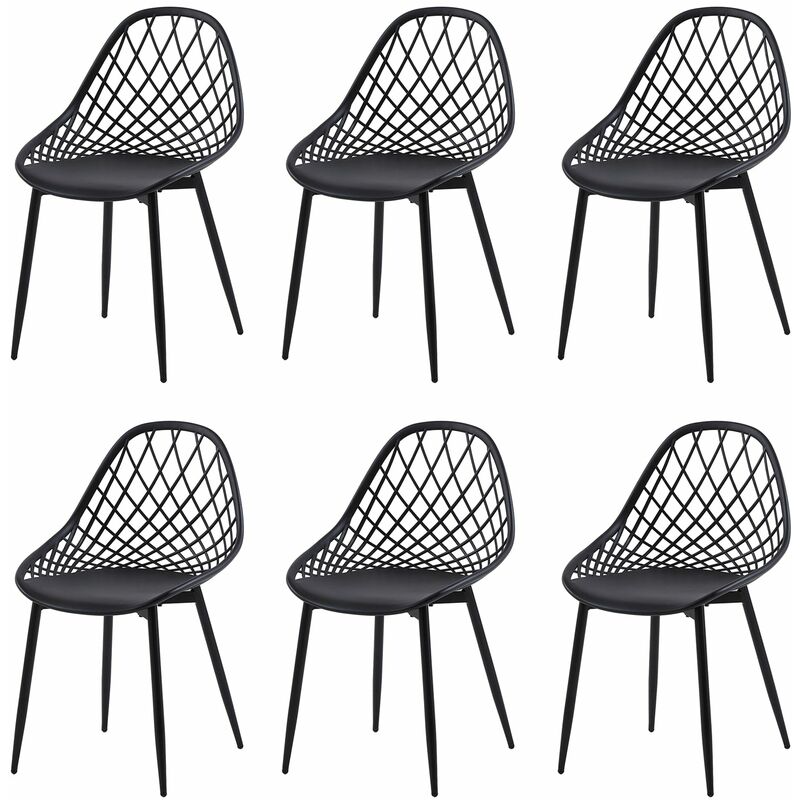 Eggree - Lot de 6 Chaises de Salle à Manger de Style Scandinave-Noir