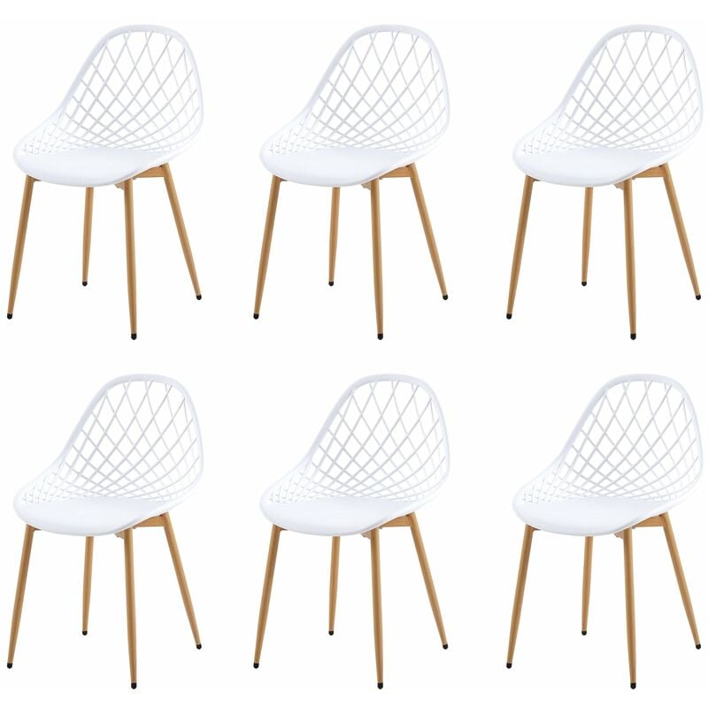 Eggree - Lot de 6 Chaises de Salle à Manger de Style Scandinave-Blanc