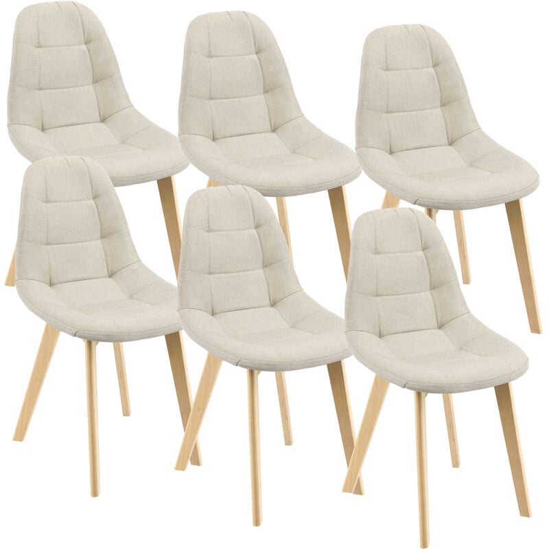[en.casa] - Lot de 6 Chaises de Salle à Manger Kopparberg 86 x 53 x 47 cm Beige