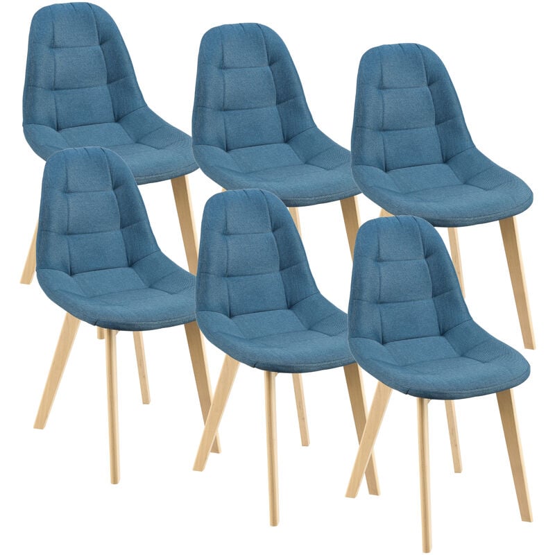 [en.casa] - Lot de 6 Chaises de Salle à Manger Kopparberg 86 x 53 x 47 cm Bleu