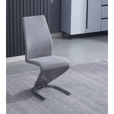 Lot de 6 chaises de salle à manger en jarama coloris gris avec pieds coloris chromé - Longueur 54 x profondeur 64 x hauteur 100 cm -PEGANE-