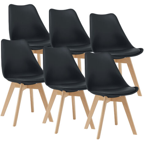 Lot de 6 chaises de salle à manger Fläten similicuir noir [en.casa]