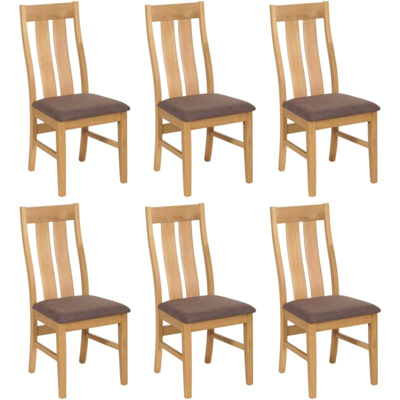 HHG - Lot de 6 chaises de salle à manger 675, chaise de cuisine, tissu/textile bois massif, cadre clair, taupe