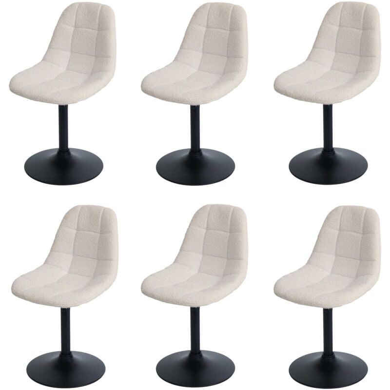 HHG - Lot de 6 chaises de salle à manger 842, chaise de cuisine chaise pivotante, acier mvg tissu/textile bouclé (450g/m²), beige
