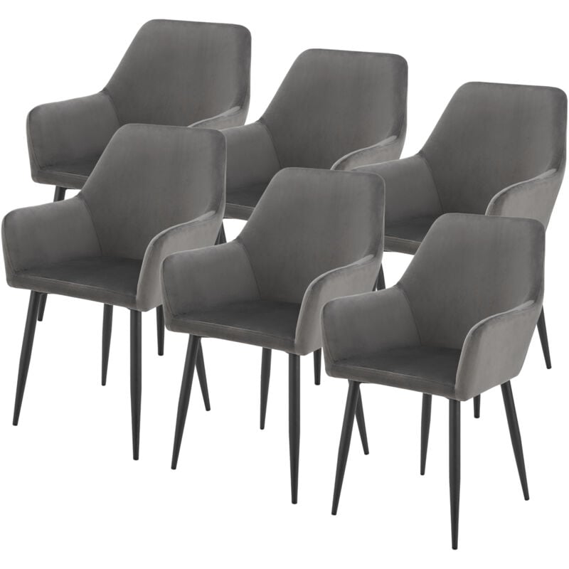 Lot de 6 chaises de salle à manger Hollola 86 x 57 x 56 cm gris foncé [en.casa]