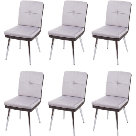 Lot de 6 chaises de salle à manger HWC-G48, chaise de cuisine rembourrée, similicuir velours - gris