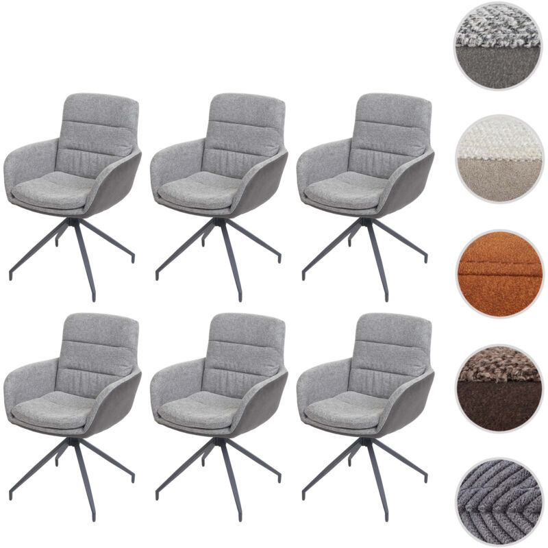Mendler - Lot de 6 chaises de salle à manger HWC-K32, chaise de cuisine fauteuil chaise, pivotante position au