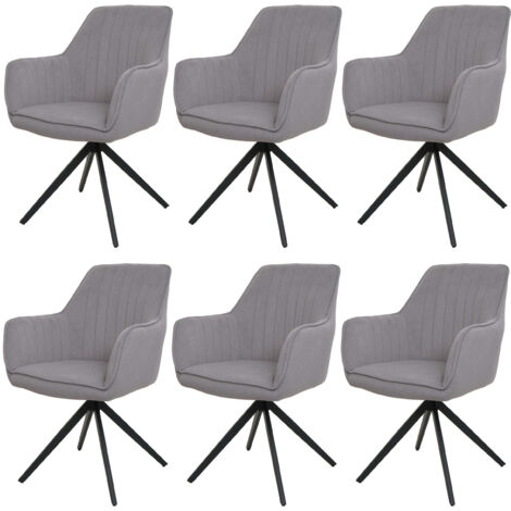 Lot de 6 chaises de salle Ă manger HWC-L79, chaise de cuisine fauteuil chaise avec accoudoirs, pivotante Auto-Position t