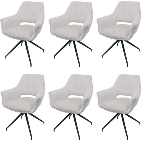 Lot de 6 chaises de salle à manger HWC-M53, chaise de cuisine avec accoudoirs, pivotante Auto-Position, métal tissu/text