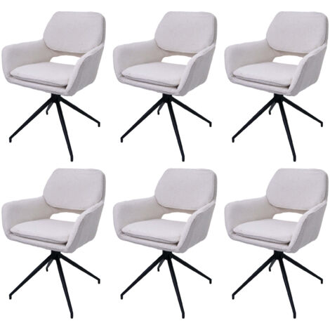 Lot de 6 chaises de salle à manger HWC-N74, chaise de cuisine, pivotante Auto-Return, tissu Bouclé (540g/m²) Oeko-Tex