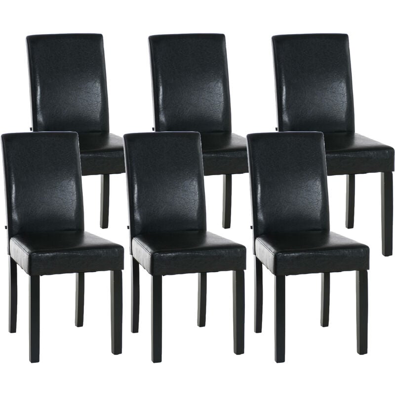 CLP - Lot de 6 Chaises de salle à manger Ina similicuir avec pieds en Bois Marron Noir