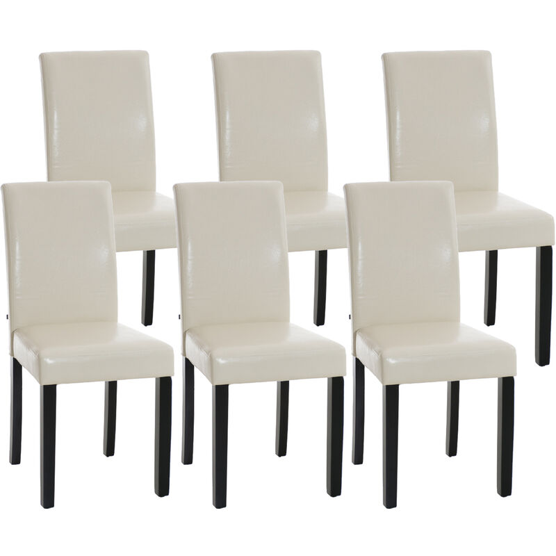 CLP - Lot de 6 Chaises de salle à manger Ina similicuir avec pieds en Bois Crème Noir