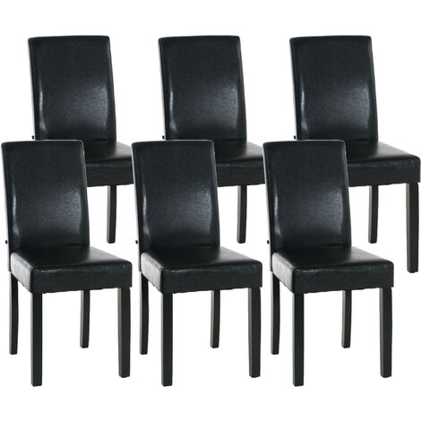 Lot de 6 Chaises de salle à manger Ina similicuir avec pieds en Bois Marron Noir
