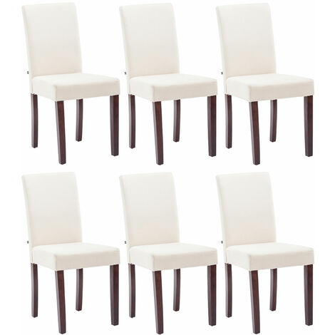 Lot de 6 Chaises de salle à manger Ina Tissu avec pieds en Bois marron Cappuccino