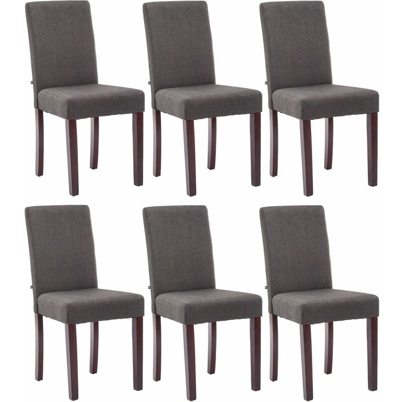 CLP - Lot de 6 Chaises de salle à manger Ina Tissu avec pieds en Bois Gris foncé Cappuccino