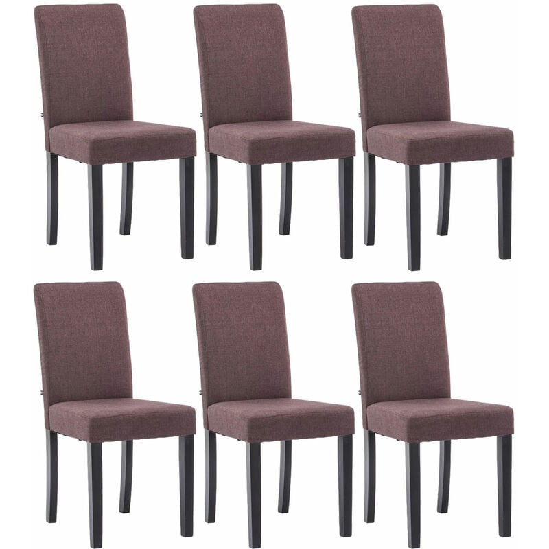 CLP - Lot de 6 Chaises de salle à manger Ina Tissu avec pieds en Bois Marron Noir