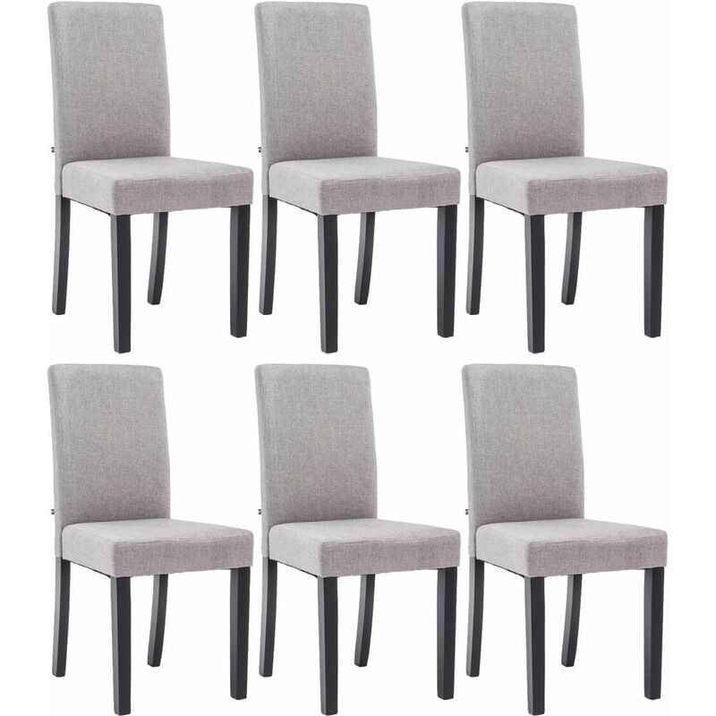 CLP - Lot de 6 Chaises de salle à manger Ina Tissu avec pieds en Bois Gris clair Noir