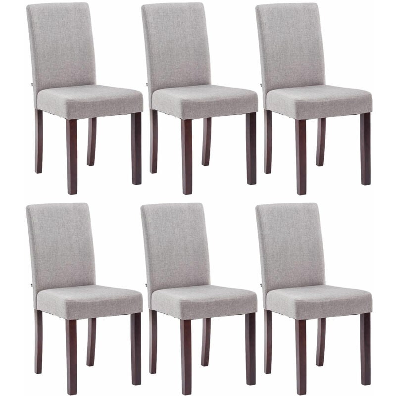 CLP - Lot de 6 Chaises de salle à manger Ina Tissu avec pieds en Bois Gris clair Cappuccino