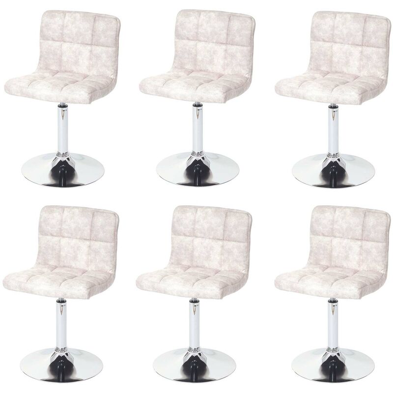 lot de 6 chaises de salle à manger kavala, chaise pivotante, imitation daim chrome gris clair vintage - grey