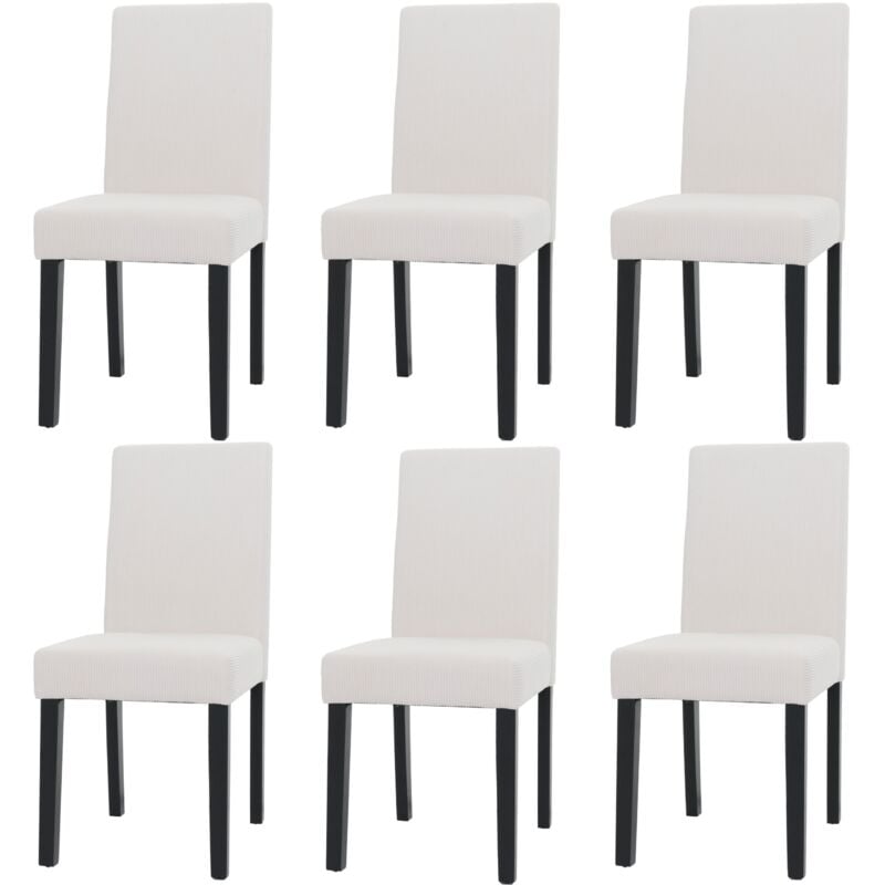 HHG - Lot de 6 chaises de salle à manger Littau, chaise de cuisine à dossier haut, tissu/textile Velours bois, crème, pieds foncés