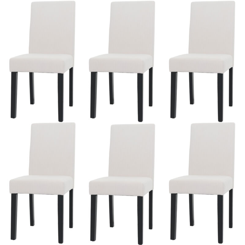 HW - Lot de 6 chaises de salle à manger Littau, chaise de cuisine à dossier haut, tissu/textile Velours bois crème, pieds f