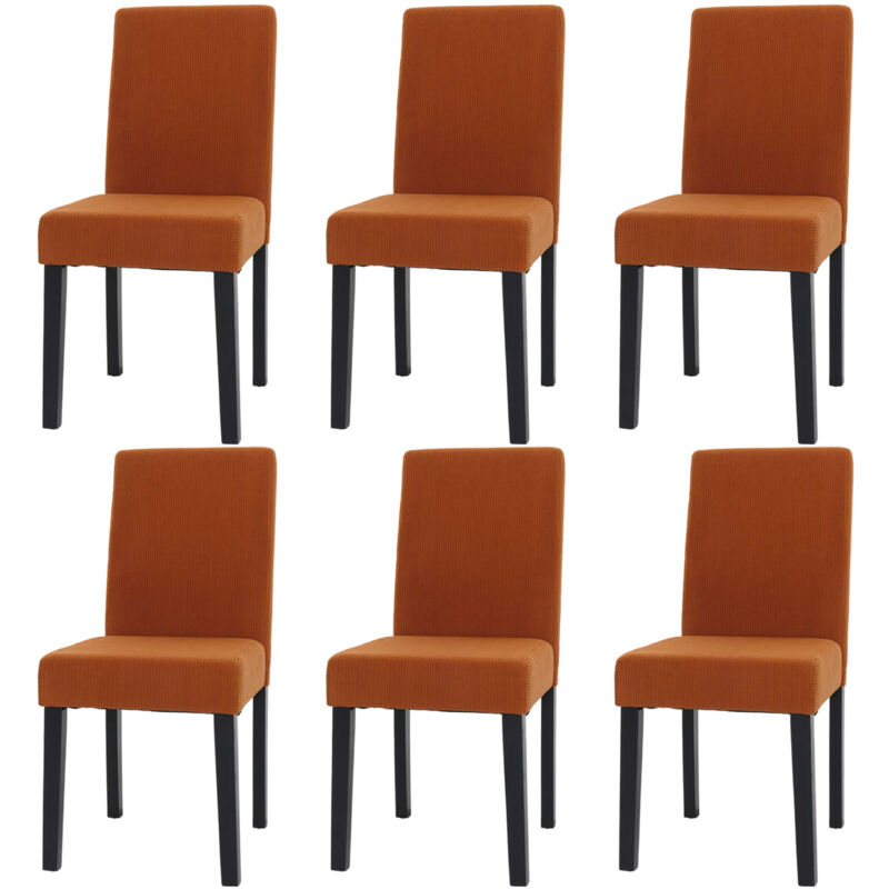 HW - Lot de 6 chaises de salle à manger Littau, chaise de cuisine à dossier haut, tissu/textile Velours bois terracotta, pi