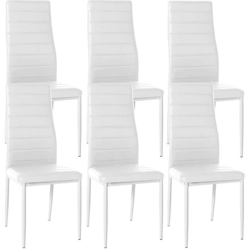 CLP - Lot de 6 chaises de salle à manger Mayfair Blanc Similicuir