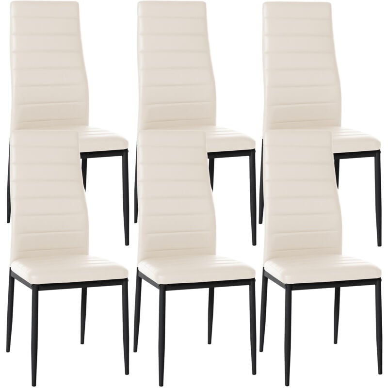 CLP - Lot de 6 chaises de salle à manger Mayfair Crème Similicuir