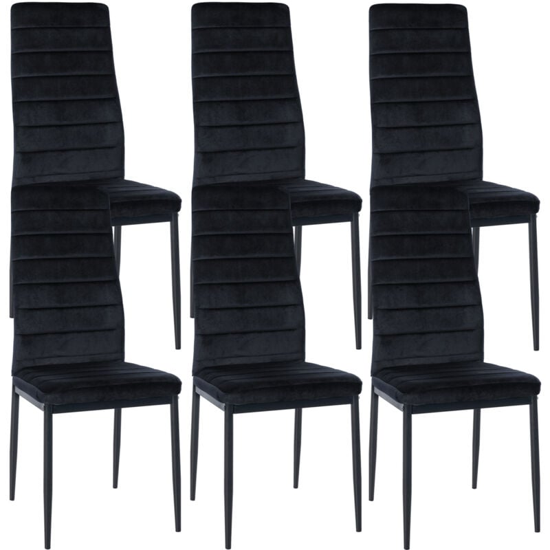 CLP - Lot de 6 chaises de salle à manger Mayfair Noir Velours